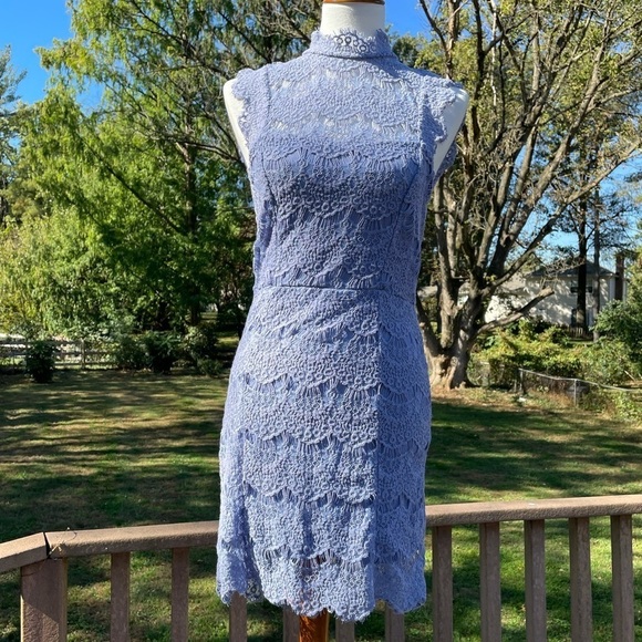 Free People crochet dress, steel grey violet. Open back - Picture 1 of 10